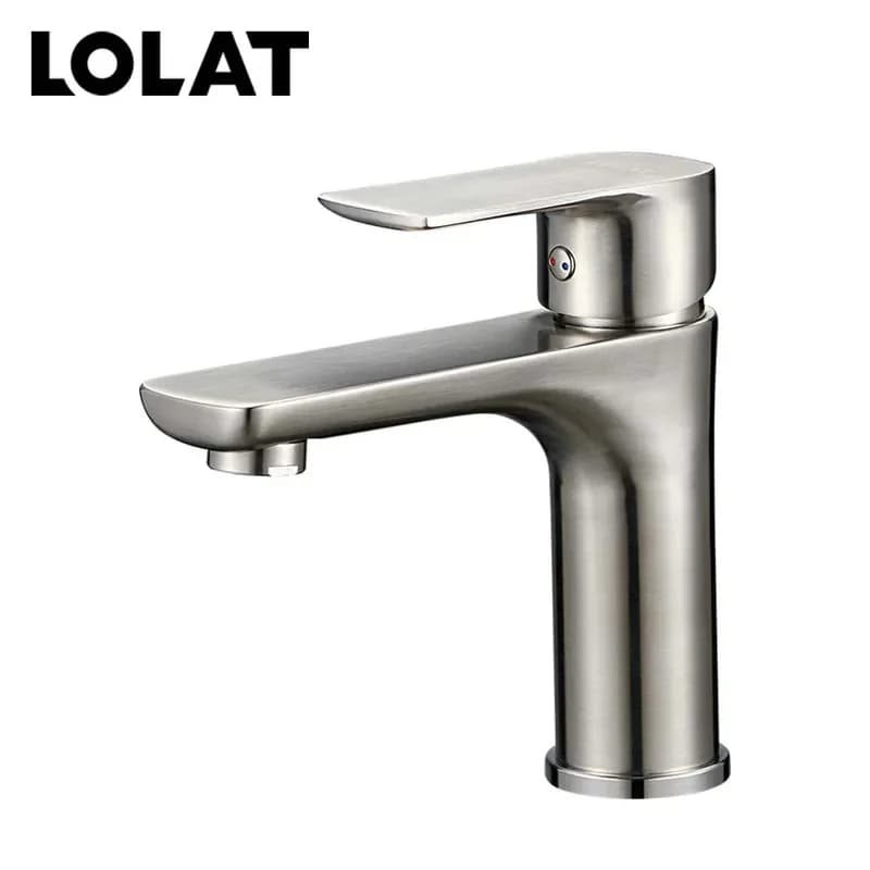 LOLAT不鏽鋼單槍臉盆水龍頭-鎳色BNX2377 - BNX2377