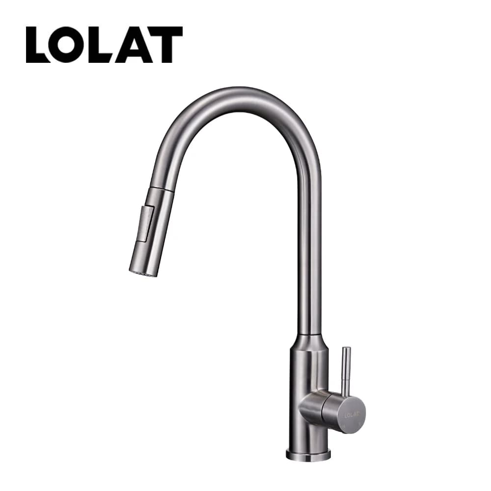 LOLAT不鏽鋼立式抽拉水龍頭-鎳色KPX2629 - KPX2629