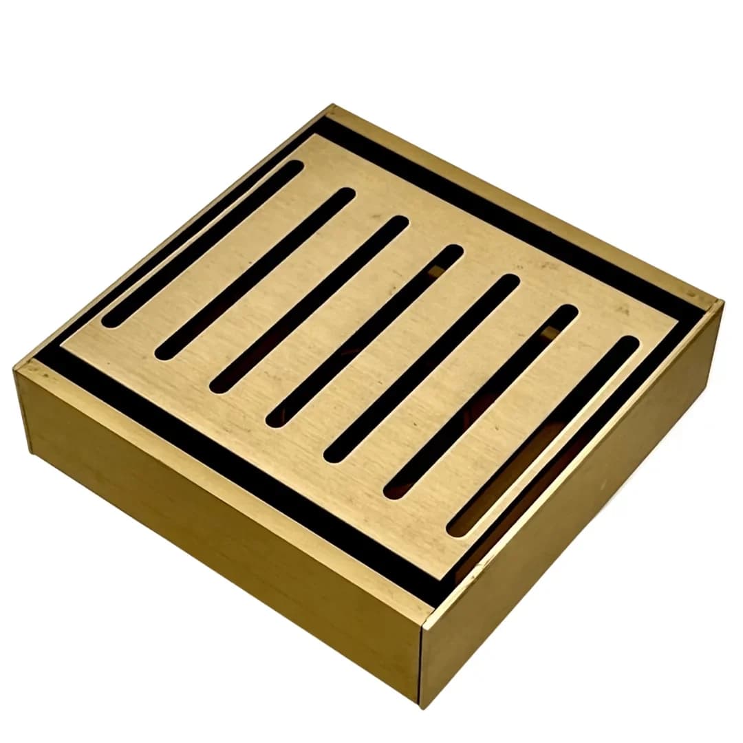 格柵方型地漏 | 亞光金