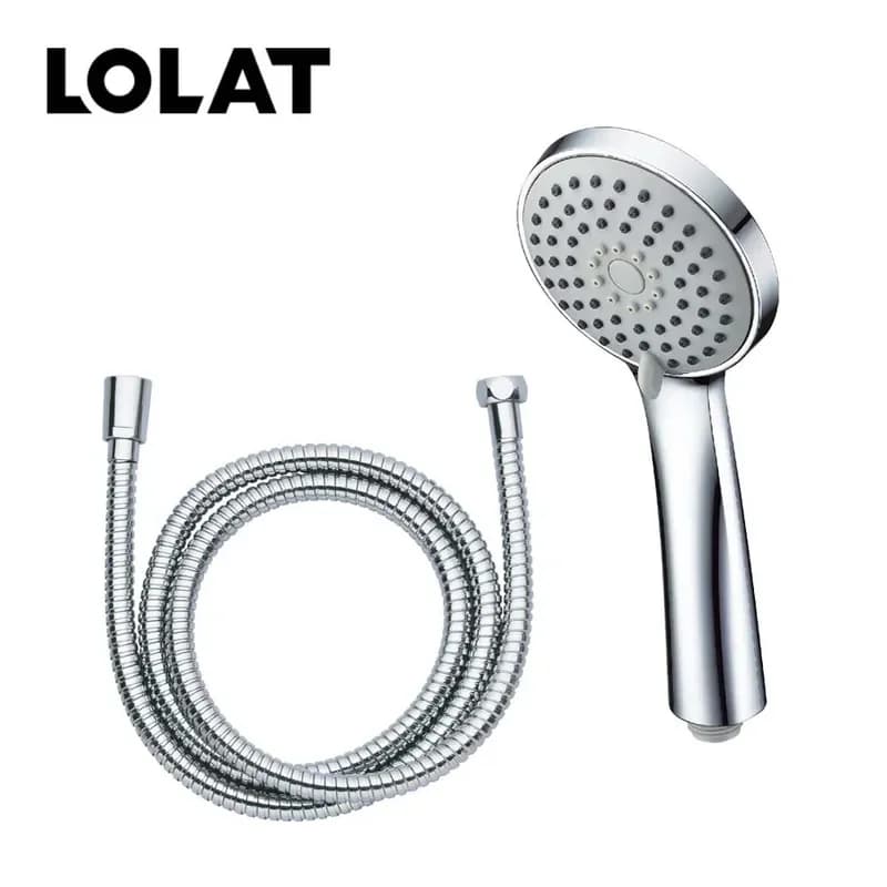 LOLAT三段式低壓大流量蓮蓬頭組-鉻色HS330CP+軟管OS230